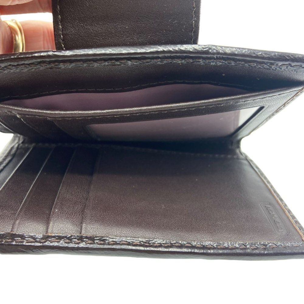 Classic Coach Signature Canvas Bifold Turn lock Wallet  with leather Trim Brown - Picture 8 of 10